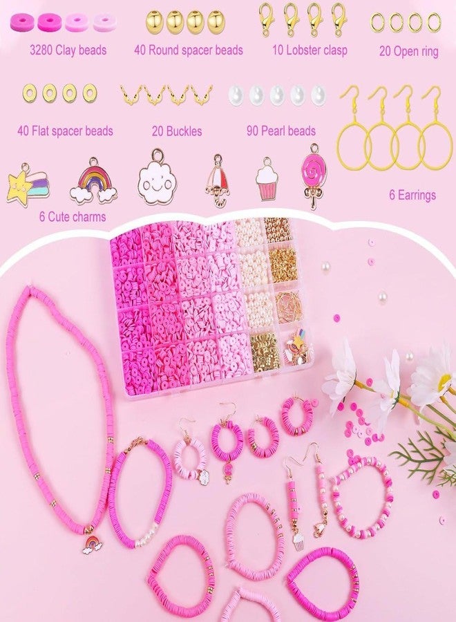DOEASY DIY Bracelet Making Kit for Girls – 2000+ Polymer Clay Beads, Letter Beads, Charms & Accessories | Jewelry Craft Kit for Kids Ages 6–12 to Create Bracelets, Necklaces, Hairbands & Rings (Pink) - Image 2