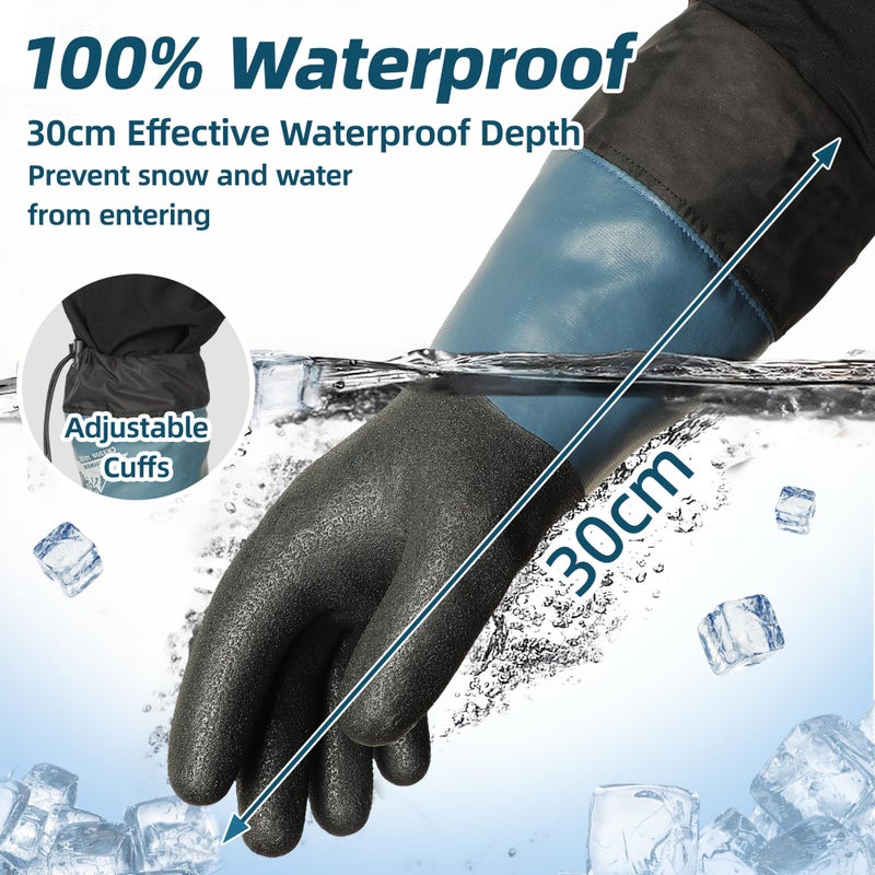 Schwer 100% Waterproof Winter Work Gloves, Long Freezer Glove with Water-based PU Coating, Ultimate Warmth, Non-Slip, Thermal Glove for Outdoor Activities & Daily Work, Hiking, Camping, Washing, XL - Image 3