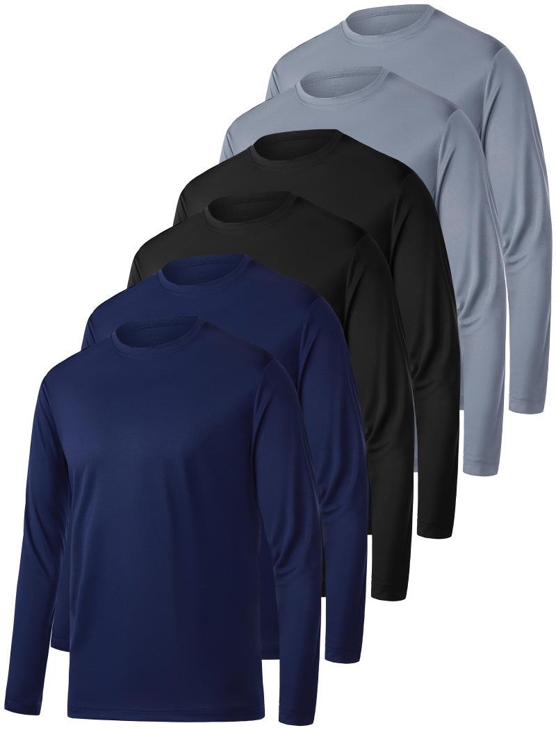 OYGSieg 6 Pack Long Sleeve Shirts for Men Moisture Wicking UPF SPF Sun Protection Tee Shirts Workout T Shirts Casual XL - Image 1