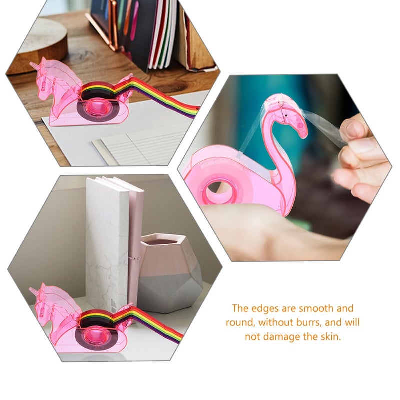 2 Pack Pink Flamingo Tape Dispenser With Cutter Multifunctional Desk Organizer For School Office Craft - Image 3