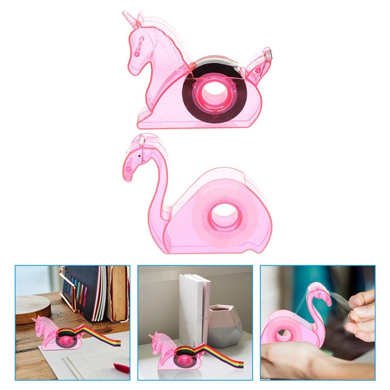 2 Pack Pink Flamingo Tape Dispenser With Cutter Multifunctional Desk Organizer For School Office Craft - Image 4