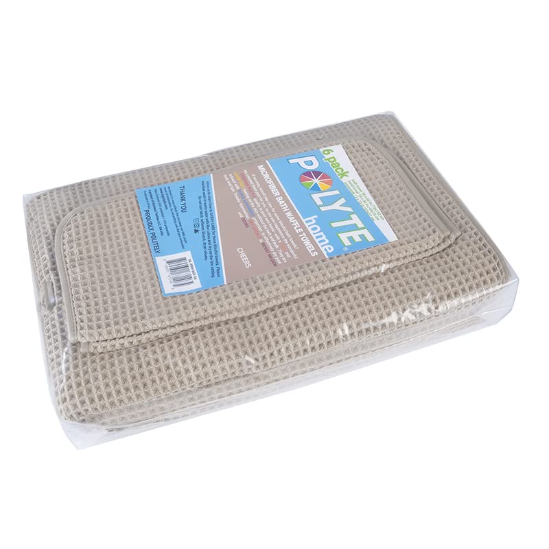 POLYTE Oversize, 60 x 30 in., Quick Dry Lint Free Microfiber Bath Towel Set, 6 Piece (Waffle Weave) - Image 5