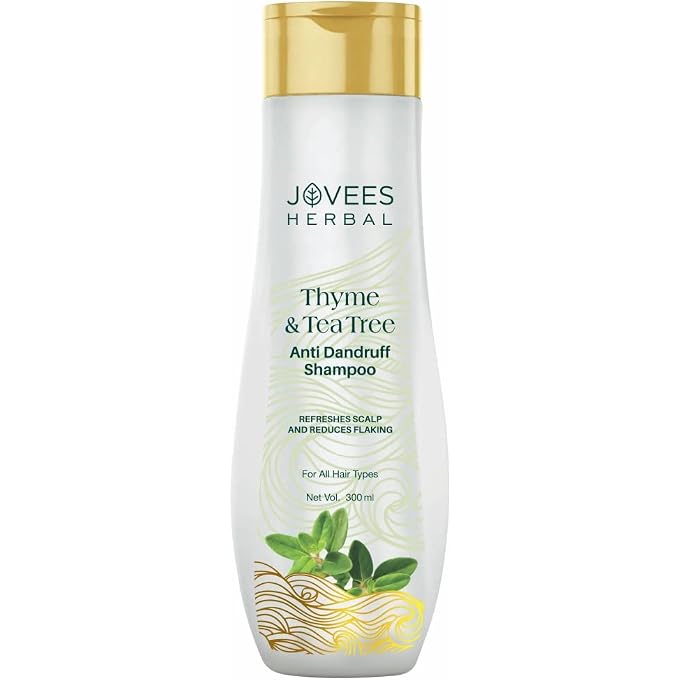 Jovees Herbal Thyme & Tea Tree Anti Dandruff Shampoo | With Tea Tree, Thyme & Lemon Extract | For All Hair Type | Prevents Dandruff & Dry Scalp | For Men & Women300ml - Image 1