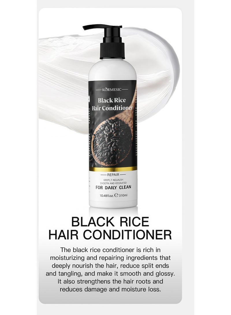Kormesic بلسم كورميسيك لتنعيم الشعر بخلاصة الأرز الأسود 300 مل | تغذية عميقة، تقوية، إصلاح، وتنعيم الشعر المجعد - Image 3