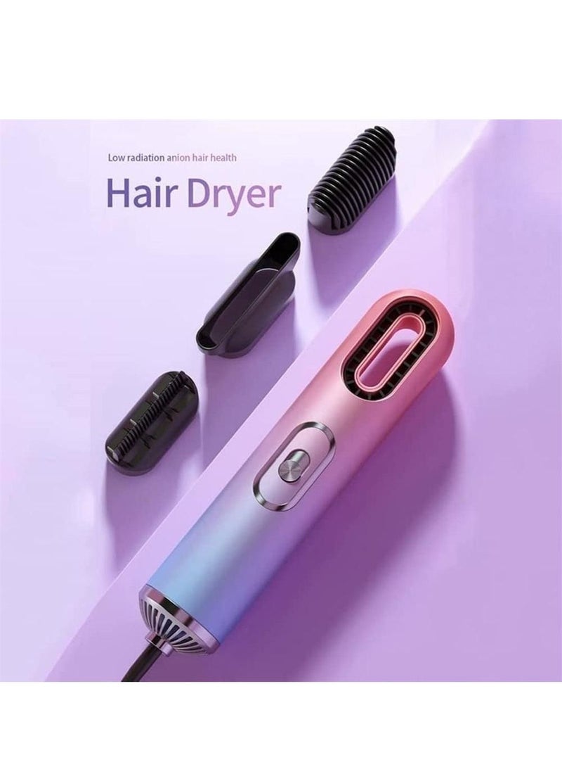 Y&D High Power Hair Dryer, 3 in 1 Extravagant Multifunctional Electric Styler Brush Blow 800W Hot Air Leafless Curly Straight Purple - Image 2