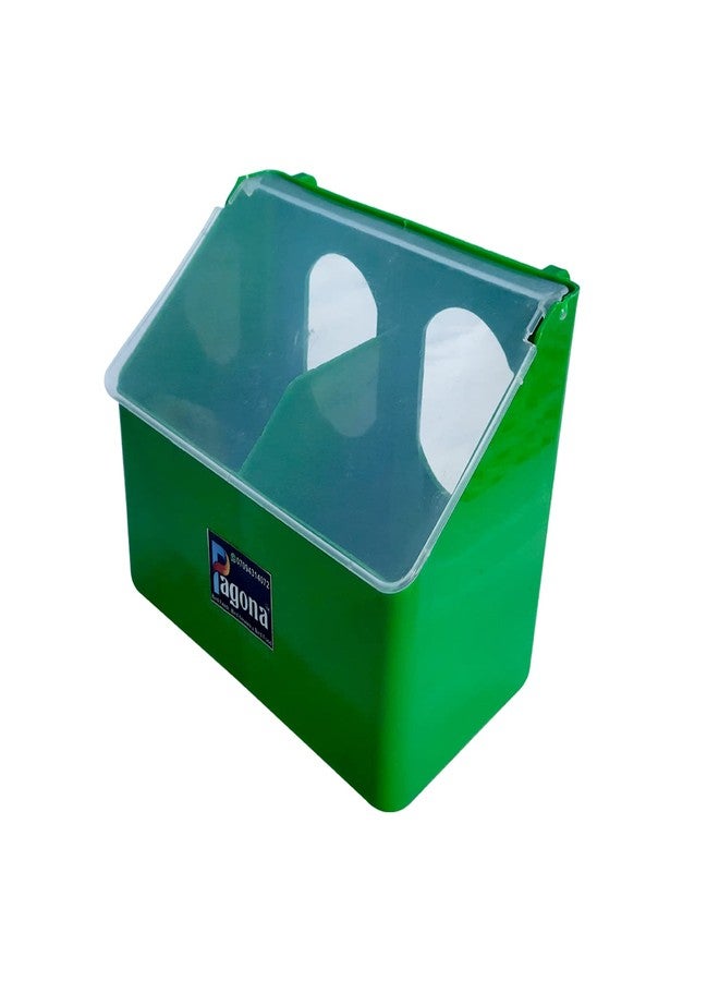Pagona Plastic, 16.5 Cm, 13 Cm, 9.5 Cm Double Hole Pigeon Feeder Hanging Type Feeder Cup In Clamp Cage Out Side Suitably To Pigeon And Medium Size Birds (Pack Of 1) - Image 1