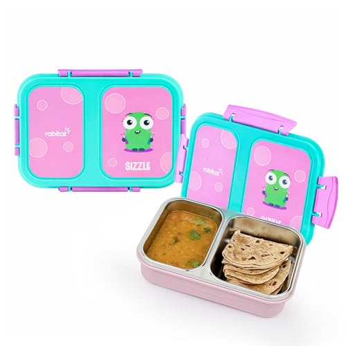 rabitat Yumzee Stainless Steel Lunch Box 750ml | 1+1 Year Brand Warranty | Tiffin Box for School | Lunch Box for Kids Boys & Girls | BPA Free, Leakproof & Durable Bento Design | Sizzle - Image 1
