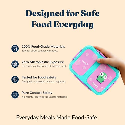 rabitat Yumzee Stainless Steel Lunch Box 750ml | 1+1 Year Brand Warranty | Tiffin Box for School | Lunch Box for Kids Boys & Girls | BPA Free, Leakproof & Durable Bento Design | Sizzle - Image 4