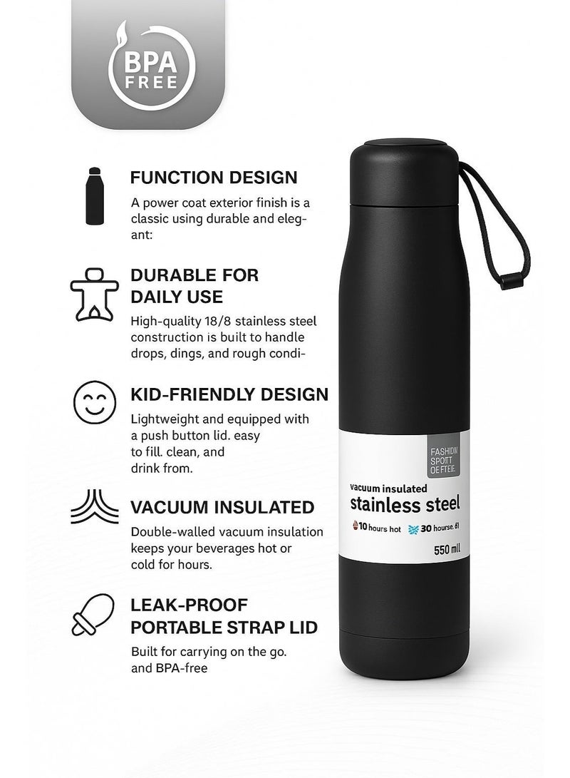 Stainless Steel Vacuum Insulated Water Bottle – 550 ml - Image 4