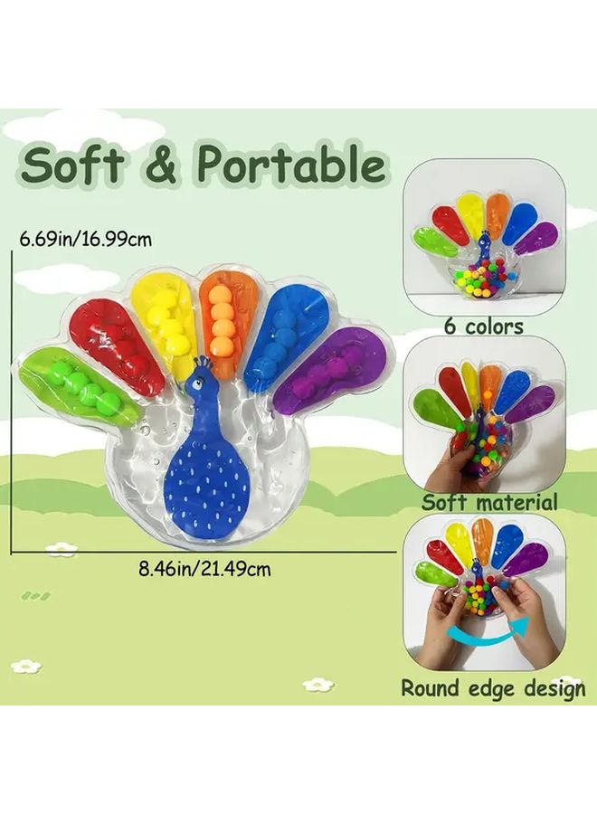 لعبة تعلم المهارات الحركية الدقيقة: خرز على شكل طاووس للفرز والترتيب، مع أنابيب مرمزة بالألوان وأوتاد - Image 4