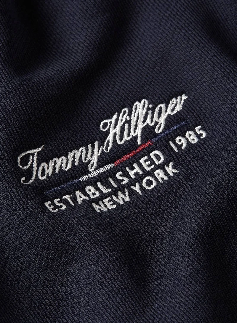 TOMMY HILFIGER Women's Logo Zip-Thru Hoody, Blue - Cotton