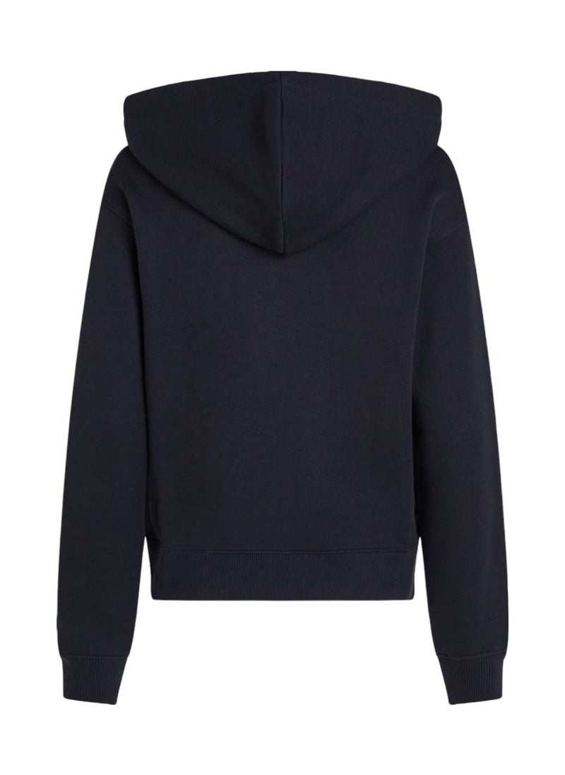 TOMMY HILFIGER Women's Logo Zip-Thru Hoody, Blue - Cotton  - Image 2