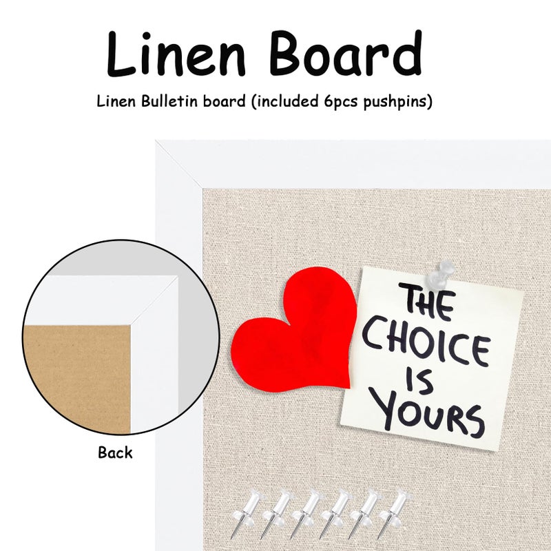 TORASO Linen Bulletin Board, 11.8"x35.4" Large Pin Board,Cork Board for Walls, Fabric Bulletin Board for Office Home Kitchen Decorative,Vision Board - Image 3