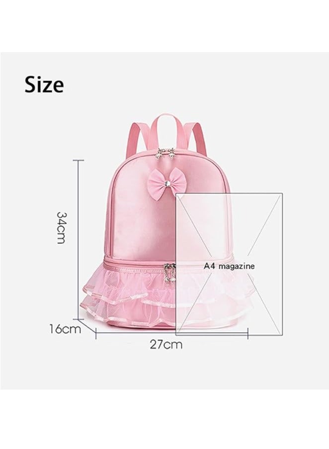 Sylqvxh Ballet Dance Backpack with Separate Shoe Compartment,Little Girls Ballerina Bag Embroidery Dance Toddler Bag Storage Bag - Image 3