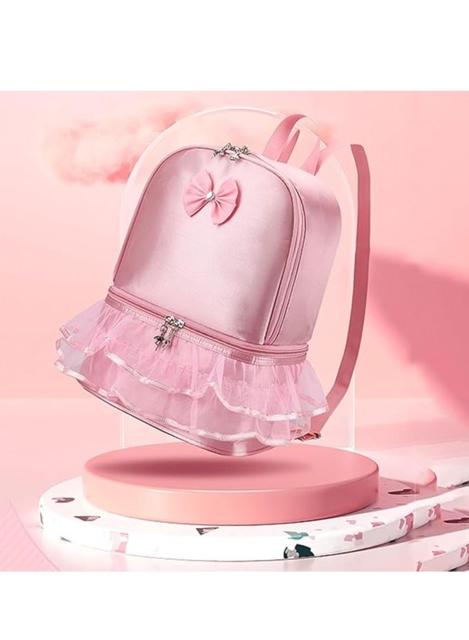 Sylqvxh Ballet Dance Backpack with Separate Shoe Compartment,Little Girls Ballerina Bag Embroidery Dance Toddler Bag Storage Bag - Image 4