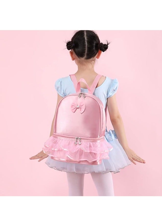 Sylqvxh Ballet Dance Backpack with Separate Shoe Compartment,Little Girls Ballerina Bag Embroidery Dance Toddler Bag Storage Bag - Image 2