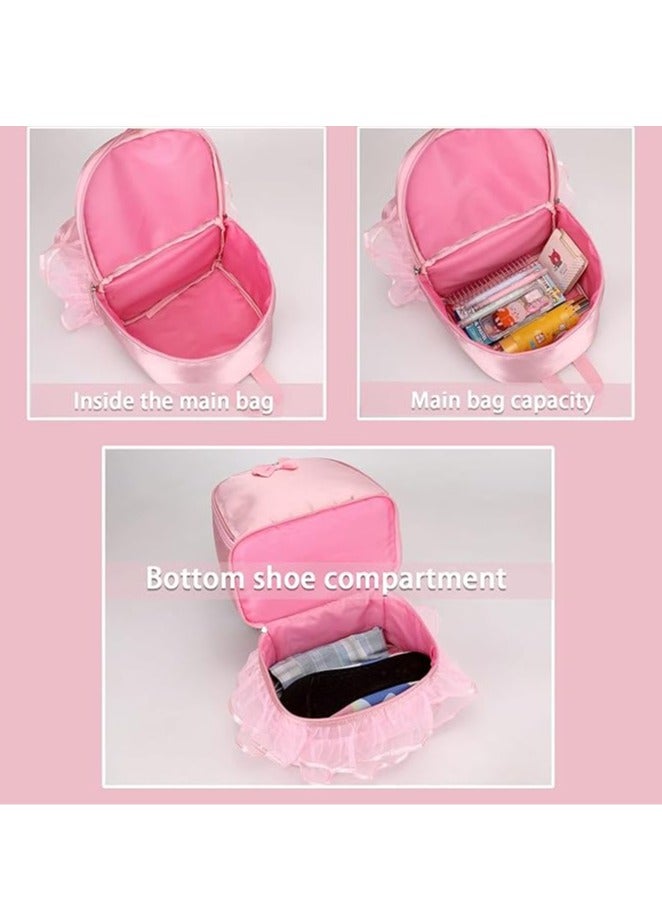 Sylqvxh Ballet Dance Backpack with Separate Shoe Compartment,Little Girls Ballerina Bag Embroidery Dance Toddler Bag Storage Bag - Image 5
