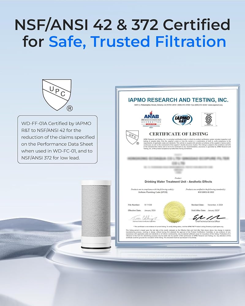 Waterdrop NSF Certified Replacement Filters for ACF Faucet Filtration System, Reduces Lead, Fluoride, Chlorine and More, Last Up to 9 Months (Pack of 3) - Image 4