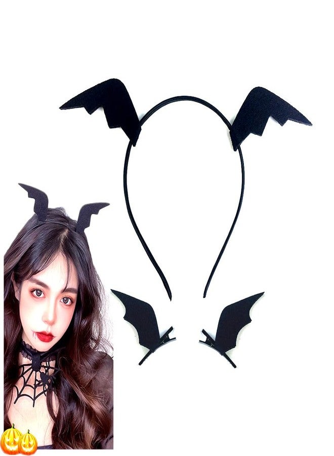 YangQian Halloween Bat Wing Headband Hair Clips for Women Girls - Cosplay Costume Devil Ears Headpiece Accessories - 3Pcs Gift Set - Image 1