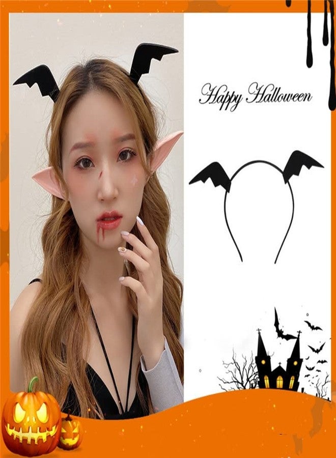YangQian Halloween Bat Wing Headband Hair Clips for Women Girls - Cosplay Costume Devil Ears Headpiece Accessories - 3Pcs Gift Set - Image 4