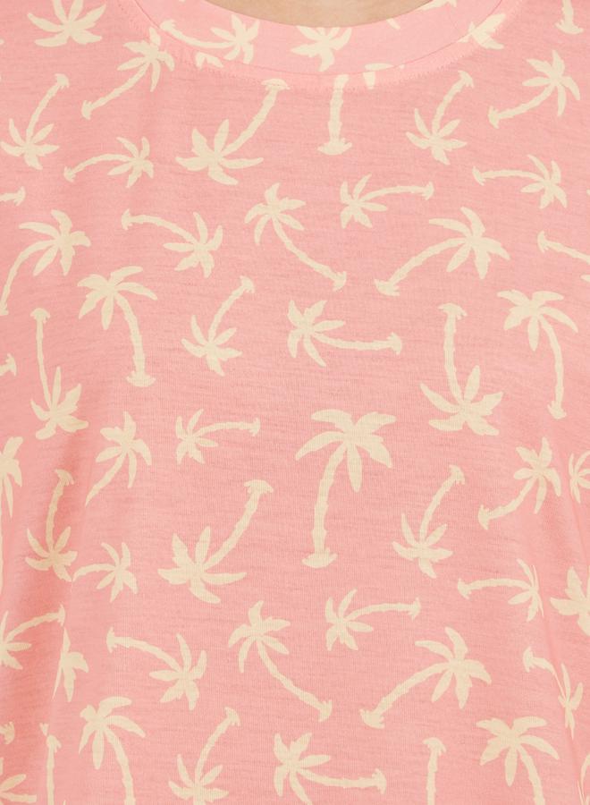 Styli All-Over Palm Tree Print Dropped Shoulder SleepT-Shirt  - Image 3