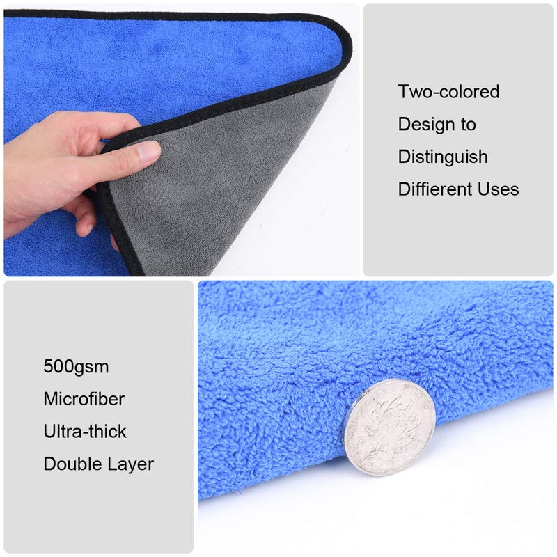 URAQT Microfibre Cleaning Cloths, 6 Pack, Two-layer Thickened Towels, Lint Free Super Absorbent Towel for Household and Car Washing, Drying, Detailing, 40x30cm - Image 3