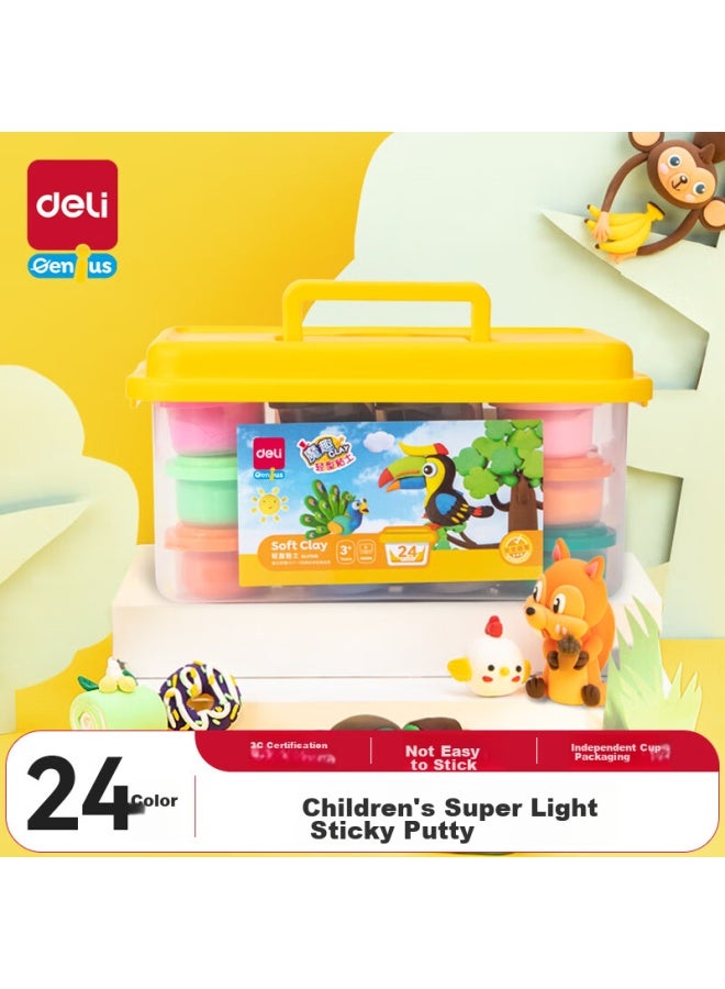 ديلي Deli Children's عجينة طينية فائقة الخفة 24 لون، عجينة اللعب DIY، مجموعة الصلصال الملون، لعبة، هدية للأولاد والبنات، هدية العطلات وعيد الميلاد - Image 1