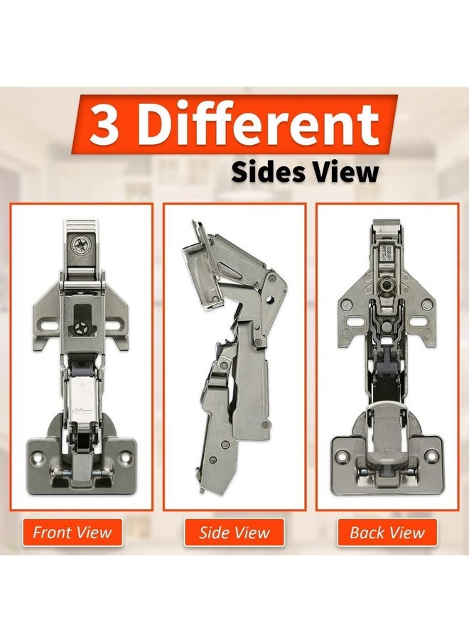 Blum Blum 170 Degree (B71T655) Cabinet Hinges Bundle - Pack of 2 Full Overlay Self Close Door Face Frame Nickel Hinges with Bumpers & 8 Screws Lazy Susan Corner Cabinet Hinges Concealed European Hinges  - Image 2