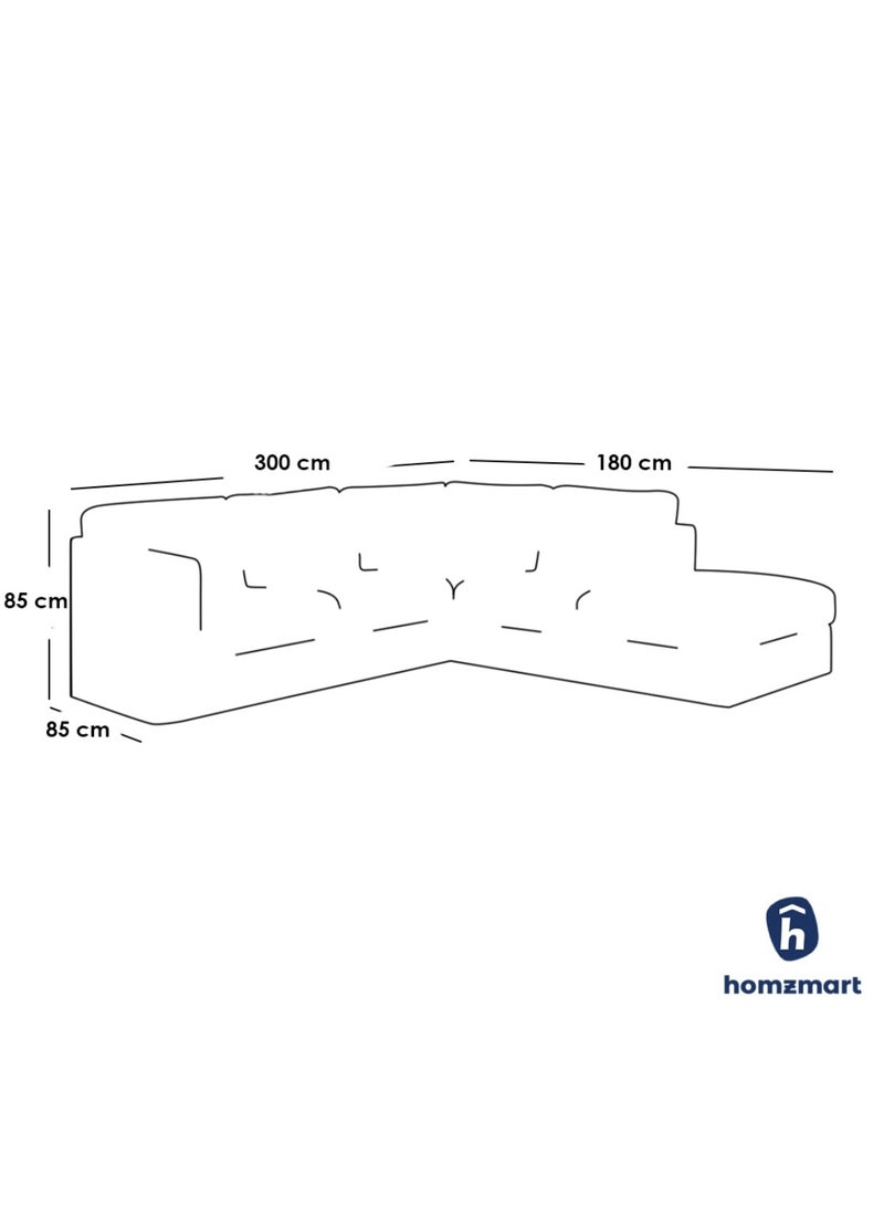 Homzmart Linen and Swedish Wood L-Shape Sofa - Grey - Image 3