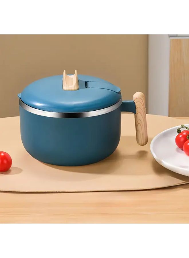 Blue 304 Stainless Steel Instant Noodle Bowl With Lid And Handle Portable Pot - Image 5