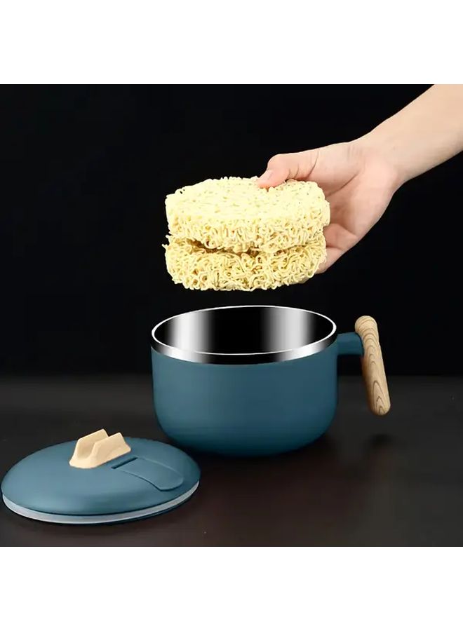 Blue 304 Stainless Steel Instant Noodle Bowl With Lid And Handle Portable Pot - Image 4