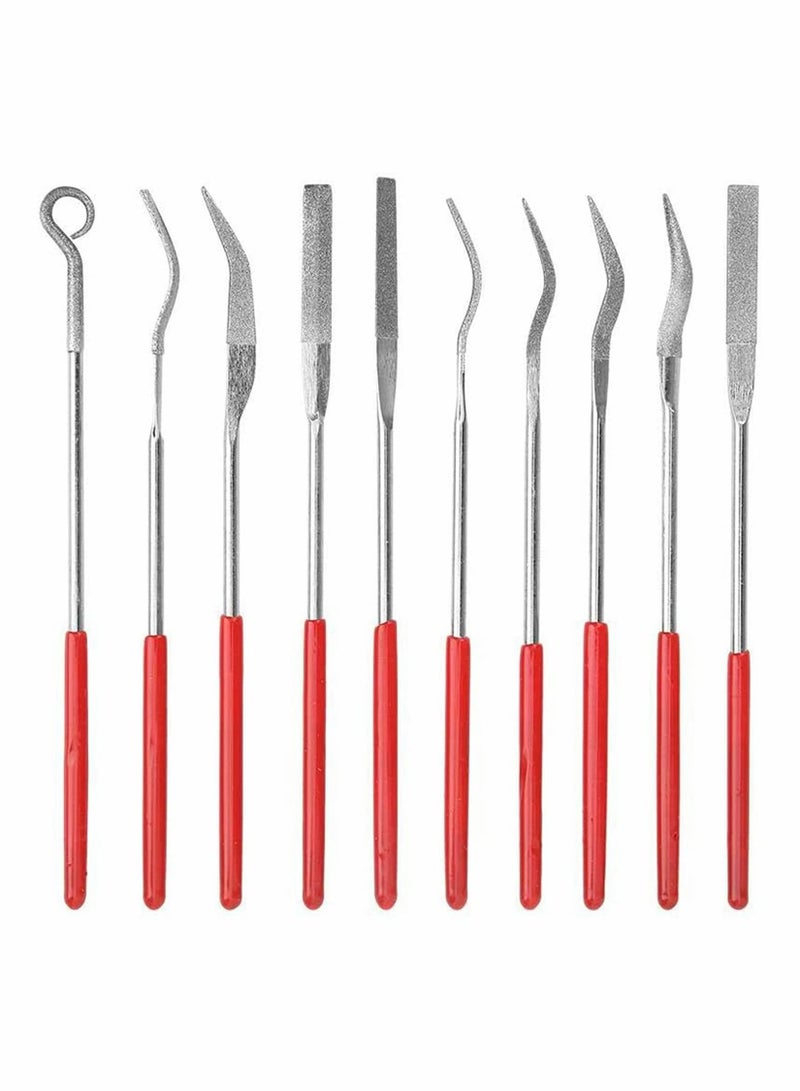 10 PCS Diamond File Set Mini Diamond Needle File, Common Abrasive Special-Shaped Grinding Carving, Multi-Function Manual Tools, for Ceramic Glass Metal Stone Jewelry 3x140mm  - Image 1
