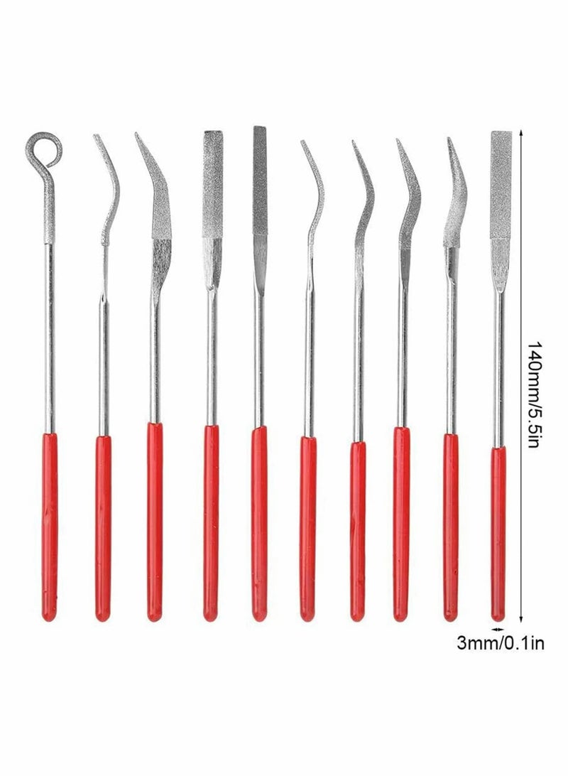 10 PCS Diamond File Set Mini Diamond Needle File, Common Abrasive Special-Shaped Grinding Carving, Multi-Function Manual Tools, for Ceramic Glass Metal Stone Jewelry 3x140mm  - Image 5