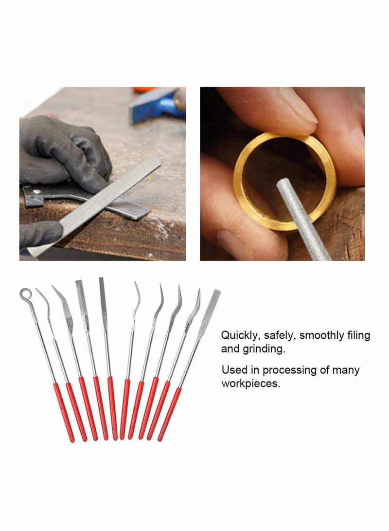 10 PCS Diamond File Set Mini Diamond Needle File, Common Abrasive Special-Shaped Grinding Carving, Multi-Function Manual Tools, for Ceramic Glass Metal Stone Jewelry 3x140mm  - Image 3