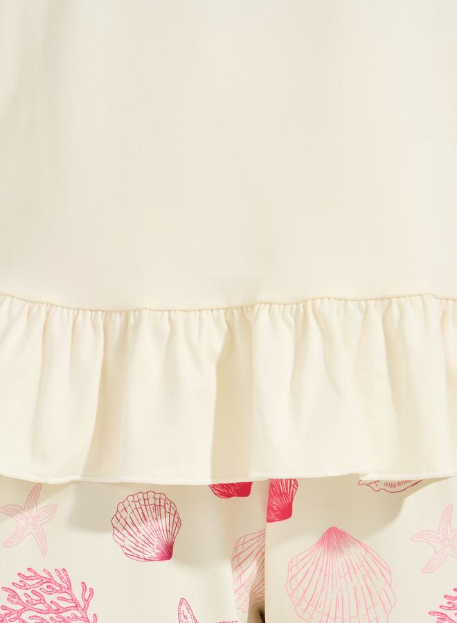 Styli Ruffle Hem T-Shirt & Shell Print Pyjama Set - Image 3