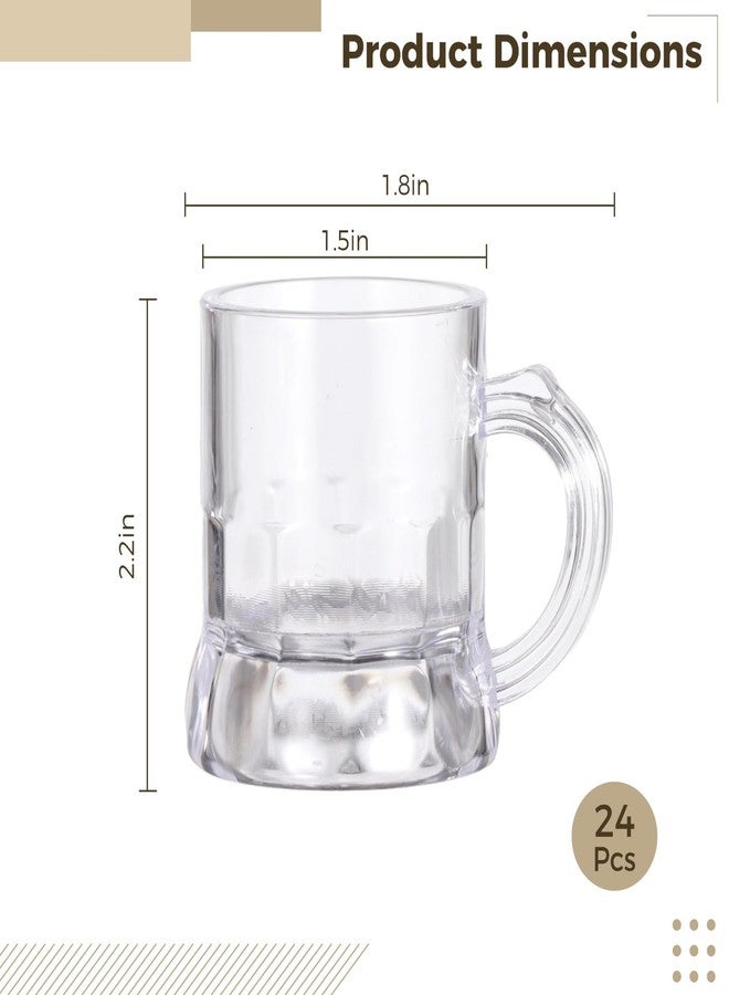 OMISTAR 24 Pcs Mini Plastic Shot Glasses, 2oz Clear Beer Tasting Glasses with Handles, Reusable Juice Cups for Party, Wedding - Image 3