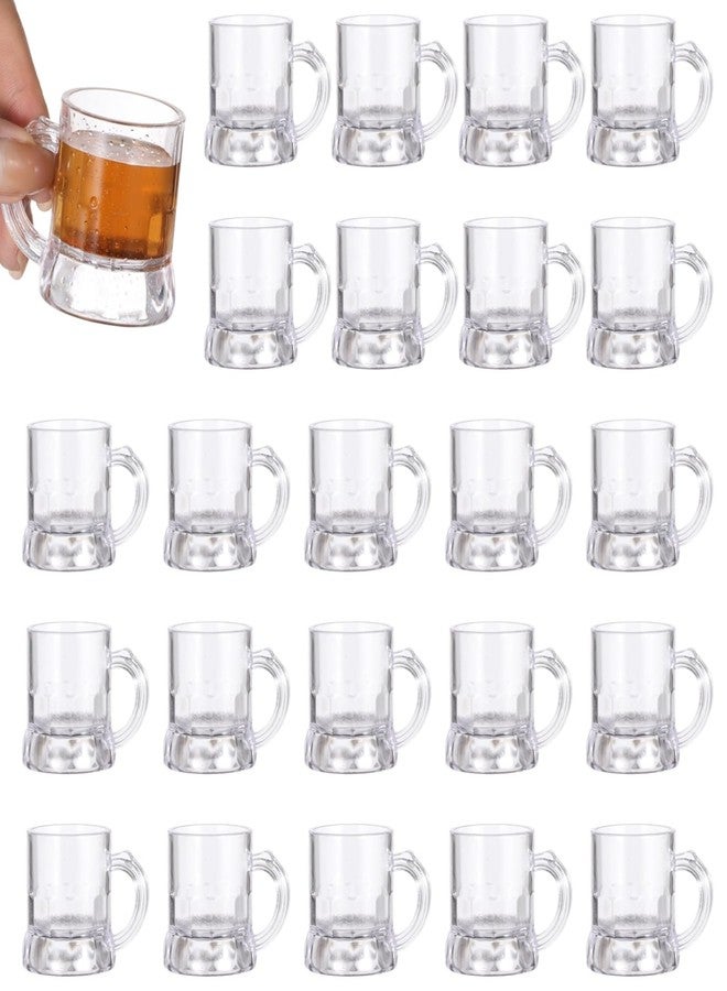 OMISTAR 24 Pcs Mini Plastic Shot Glasses, 2oz Clear Beer Tasting Glasses with Handles, Reusable Juice Cups for Party, Wedding - Image 2