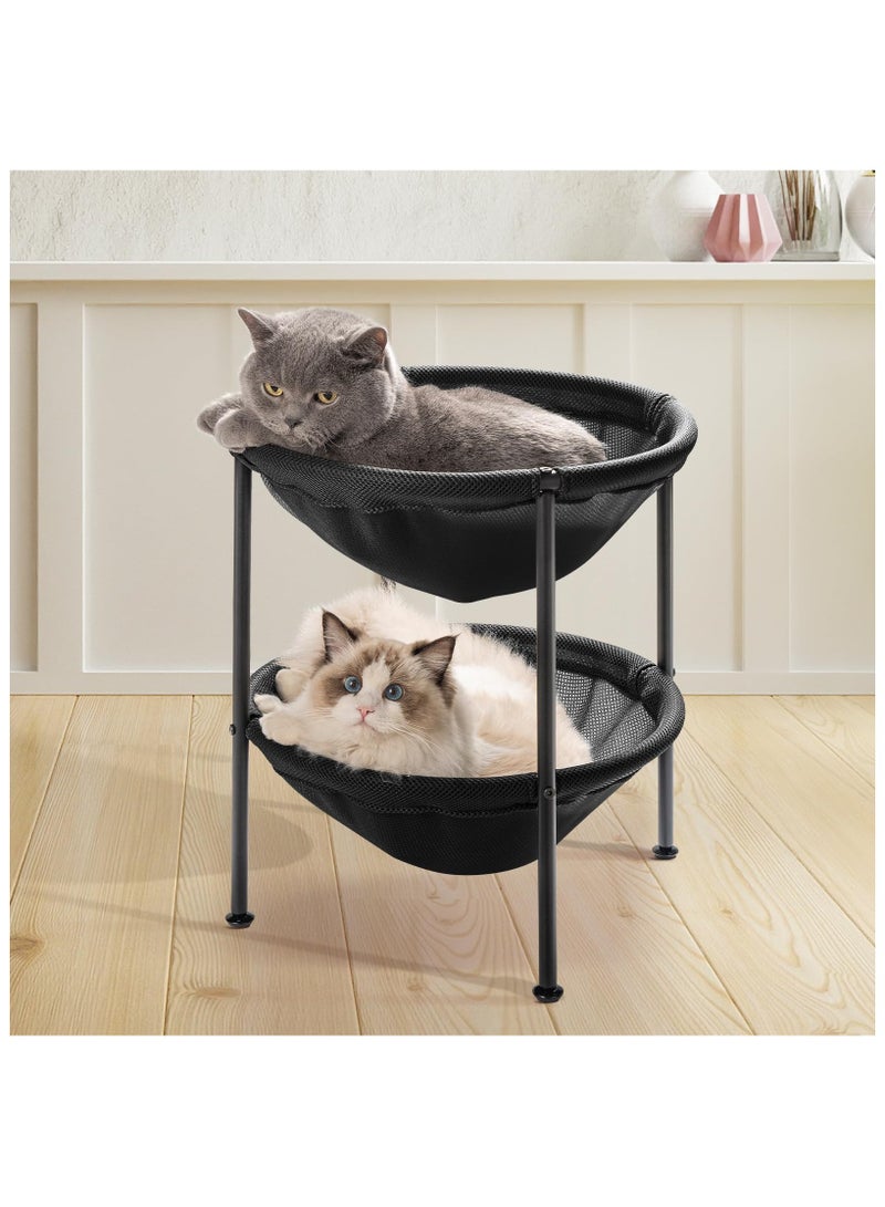 اكسيسن سرير مزدوج للقطط، سرير قطط قابل للتنفس لقطتين مع 4 أرجل قابلة للتعديل وحصائر مانعة للانزلاق، أرجوحة قطط سهلة التجميع للأسر التي تضم عدة قطط - Image 1