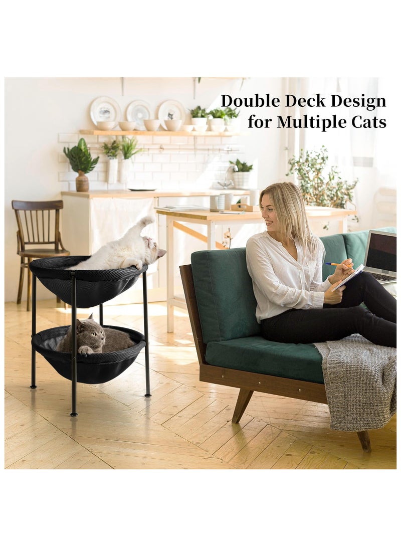 اكسيسن سرير مزدوج للقطط، سرير قطط قابل للتنفس لقطتين مع 4 أرجل قابلة للتعديل وحصائر مانعة للانزلاق، أرجوحة قطط سهلة التجميع للأسر التي تضم عدة قطط - Image 2