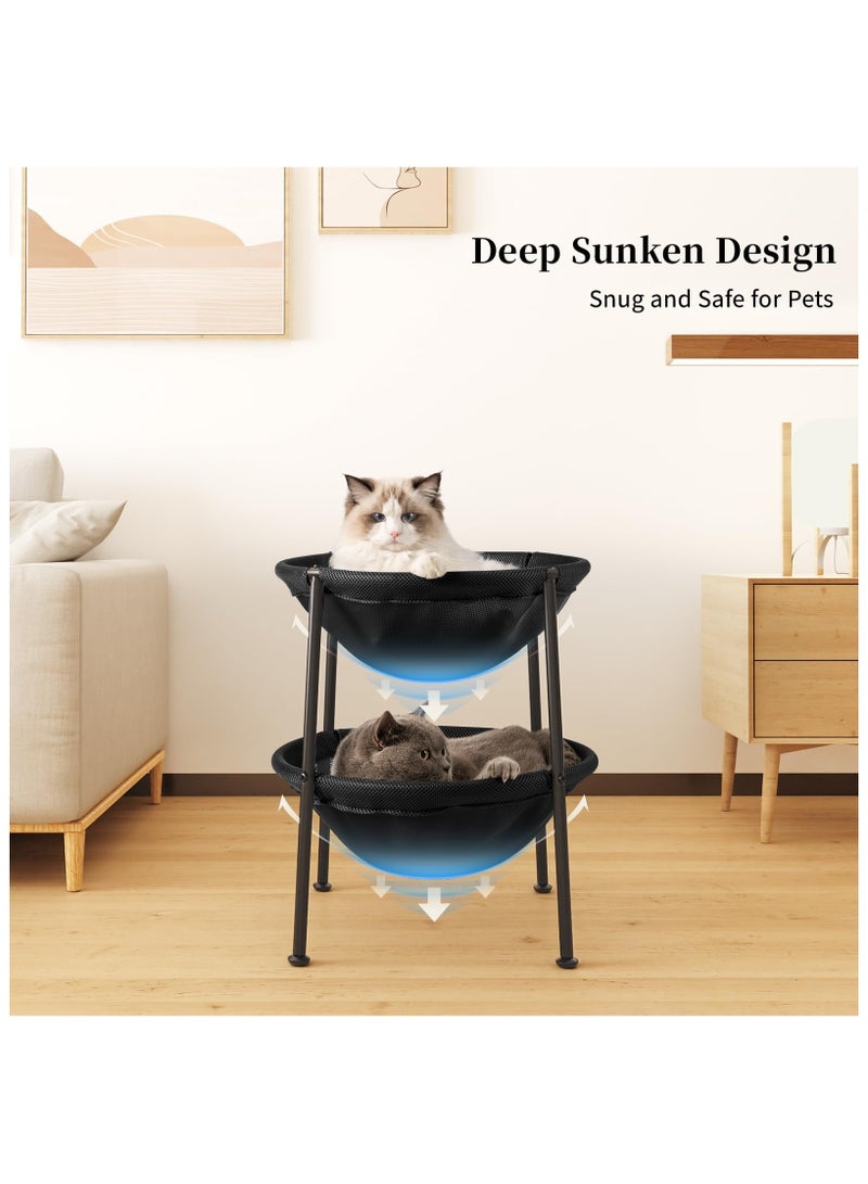 اكسيسن سرير مزدوج للقطط، سرير قطط قابل للتنفس لقطتين مع 4 أرجل قابلة للتعديل وحصائر مانعة للانزلاق، أرجوحة قطط سهلة التجميع للأسر التي تضم عدة قطط - Image 4