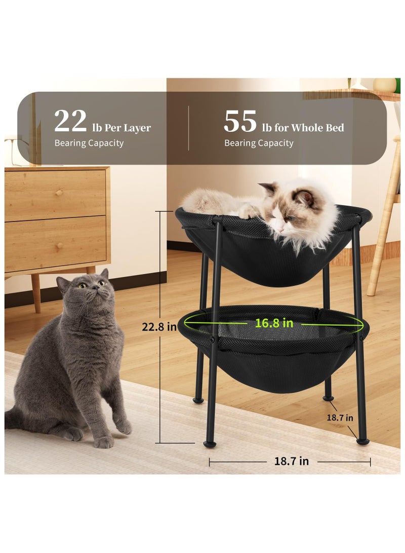 اكسيسن سرير مزدوج للقطط، سرير قطط قابل للتنفس لقطتين مع 4 أرجل قابلة للتعديل وحصائر مانعة للانزلاق، أرجوحة قطط سهلة التجميع للأسر التي تضم عدة قطط - Image 5