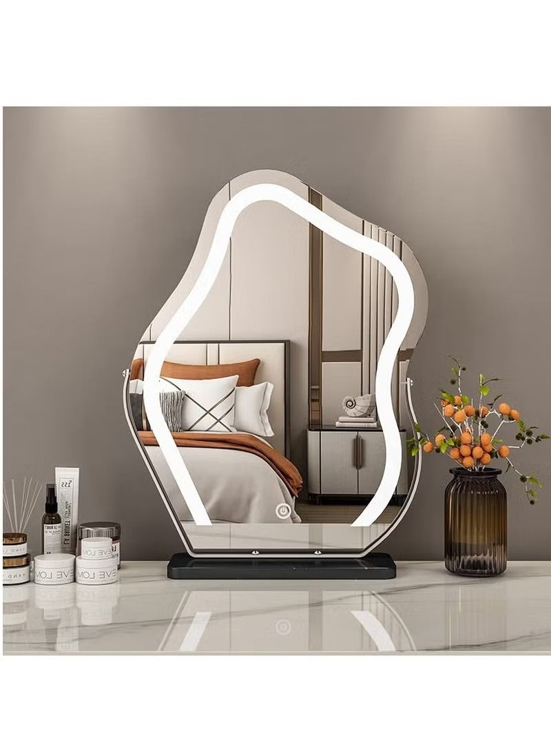 Beauenty 43*55cm Vanity Mirror with Lights Irregular Cute Cloud Lighted Makeup Mirror with Dimmable 3 Light Modes Esthetics Hollywood Mirror for Tabletop Bedroom Beauty Salon,Black - Image 2