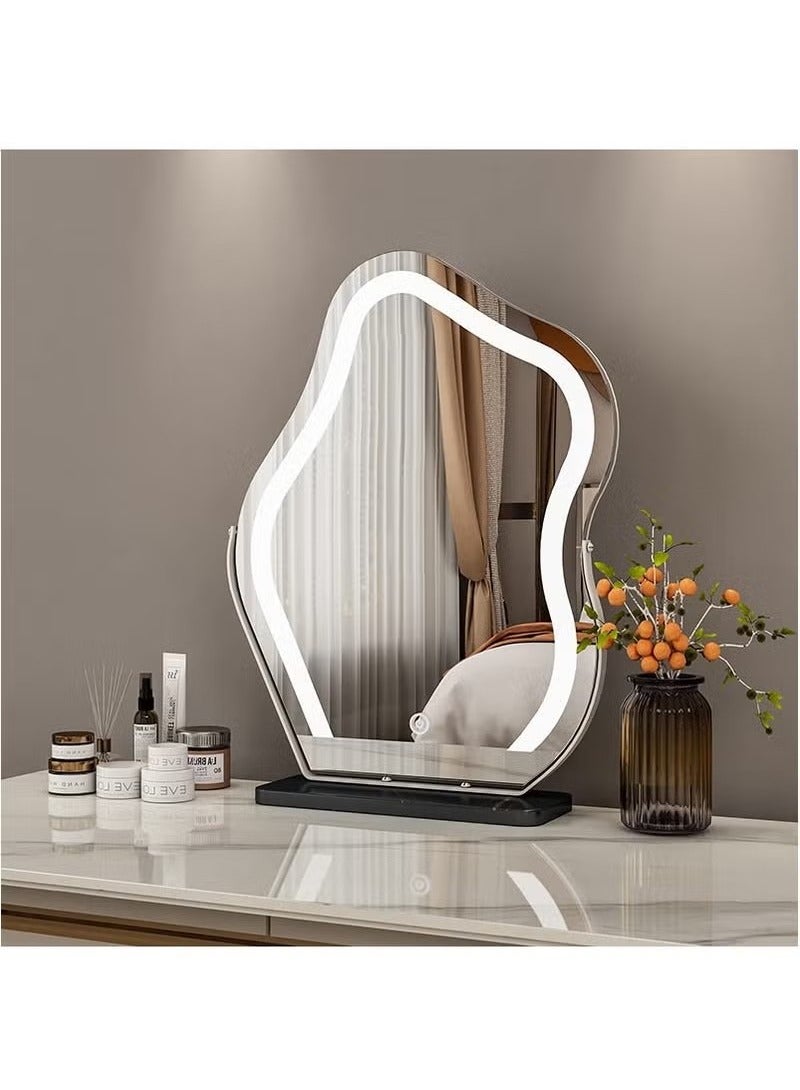 Beauenty 43*55cm Vanity Mirror with Lights Irregular Cute Cloud Lighted Makeup Mirror with Dimmable 3 Light Modes Esthetics Hollywood Mirror for Tabletop Bedroom Beauty Salon,Black - Image 3