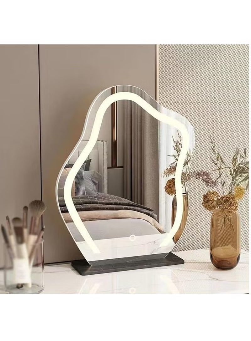 Beauenty 43*55cm Vanity Mirror with Lights Irregular Cute Cloud Lighted Makeup Mirror with Dimmable 3 Light Modes Esthetics Hollywood Mirror for Tabletop Bedroom Beauty Salon,Black - Image 5