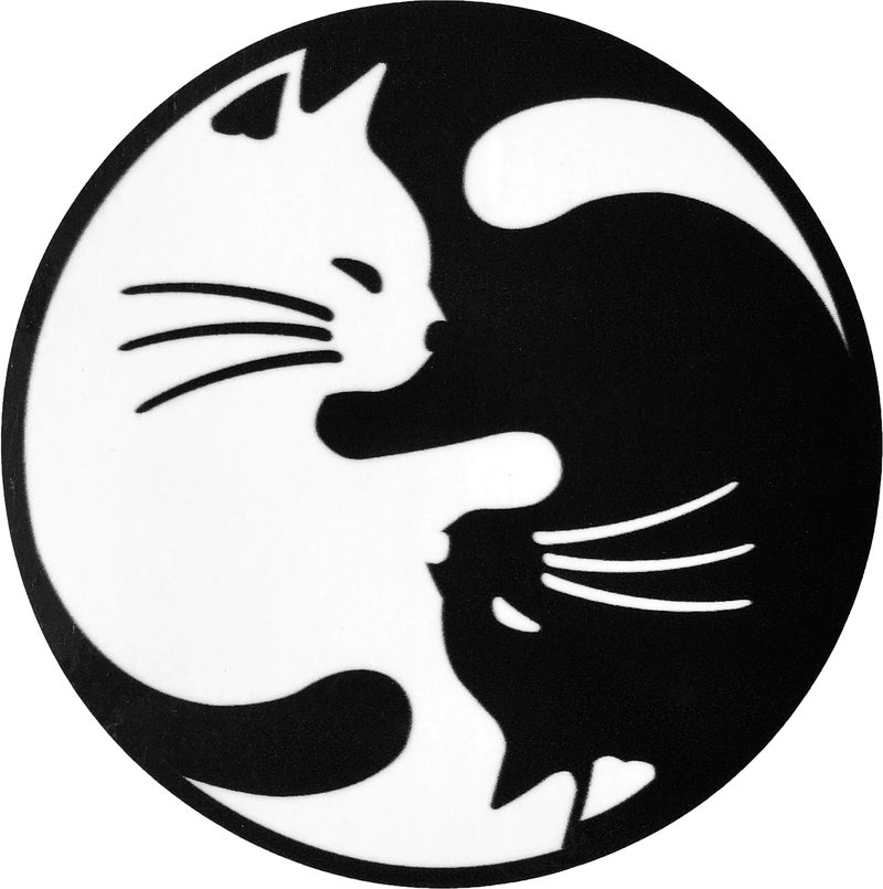 Papapatch Cat Yin Yang Kung Fu Chinese Tao Balance Sign Vinyl Window Laptop Wall Decor Decal Sticker (STK-CAT-YIN-YANG-35) - Image 1
