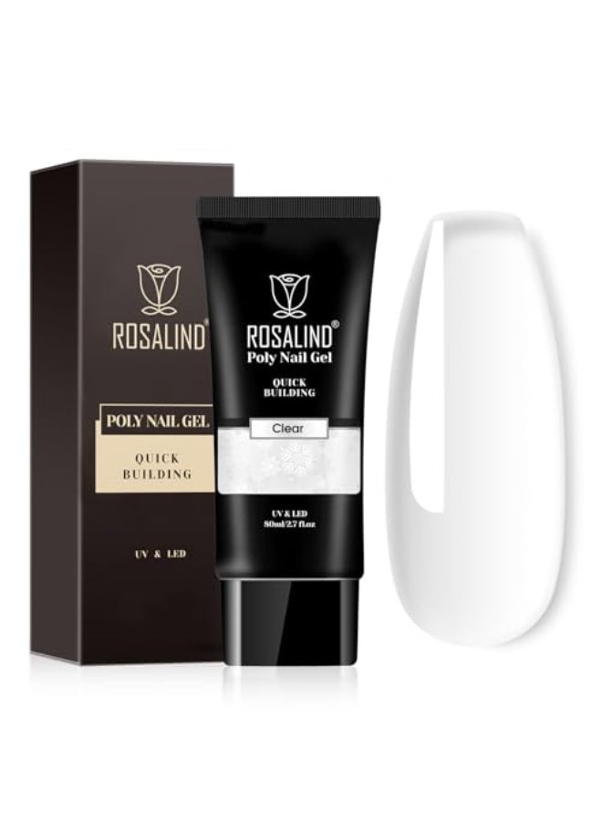Rosalind Clear Acrylic Poly Nail Gel ROSALIND 27 oz Poly Extension Gel for Nail Art Decoration Nail Thickening Extension Builder Clear Gel Easy to DIY Use at Home Need UV Lamp - Image 1