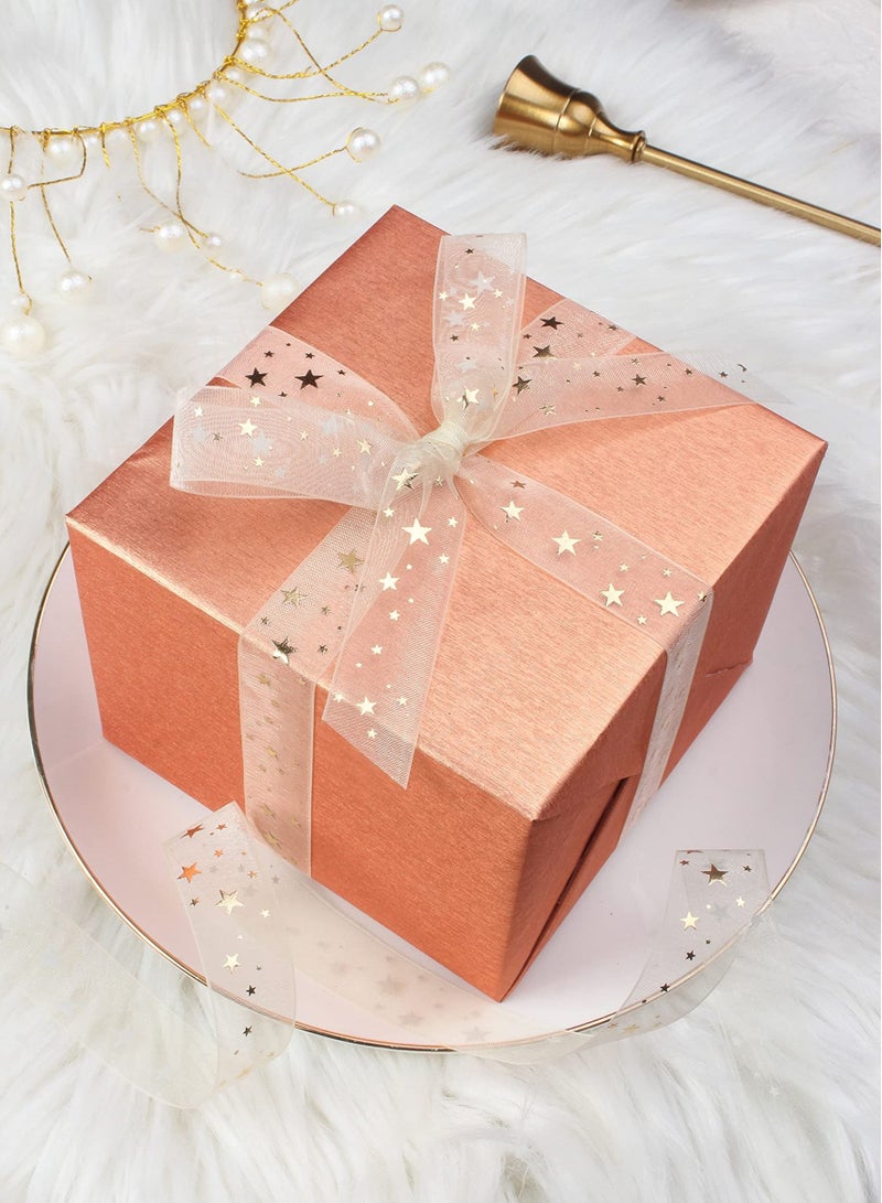 شريط تغليف ذهبي نجمي بلون موحد لتغليف الهدايا، شريط DIY لكعكة، شريط ثلجي، زينة زهور الزفاف، مناسب لعيد الميلاد، الزفاف، حفلات العطلات، تغليف الهدايا، إلخ (نجمة-9م) - Image 2