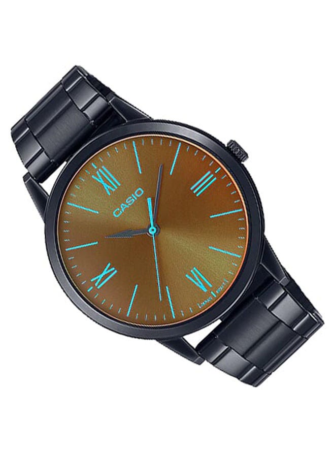 CASIO Men Watch Analog Brown Dial Stainless Steel Black Ion Plated Band And Case  MTP-E600B-1BDF - Image 2