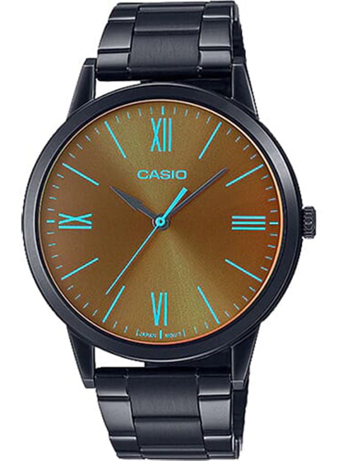 CASIO Men Watch Analog Brown Dial Stainless Steel Black Ion Plated Band And Case  MTP-E600B-1BDF - Image 1
