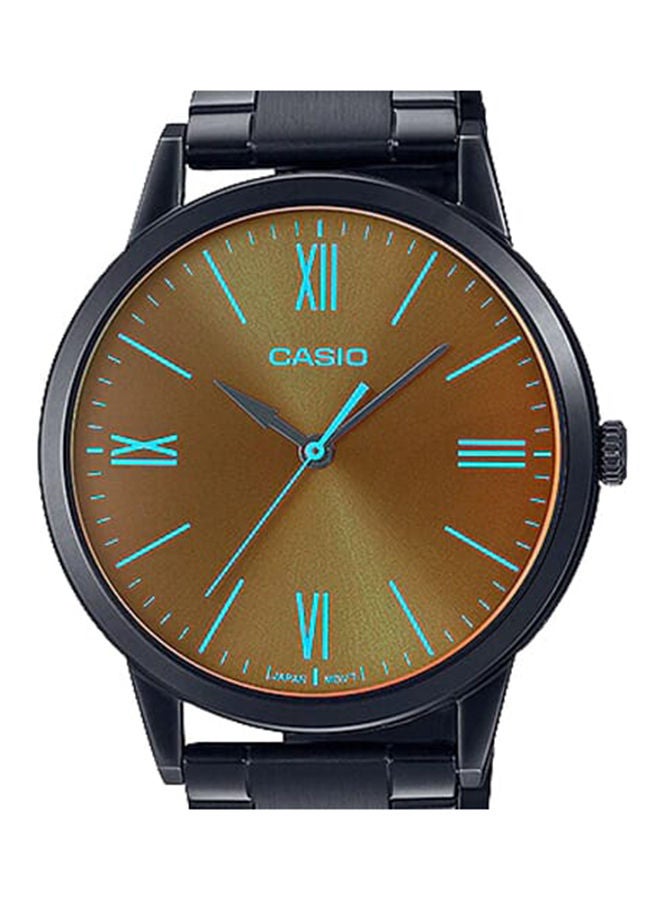 CASIO Men Watch Analog Brown Dial Stainless Steel Black Ion Plated Band And Case  MTP-E600B-1BDF - Image 3